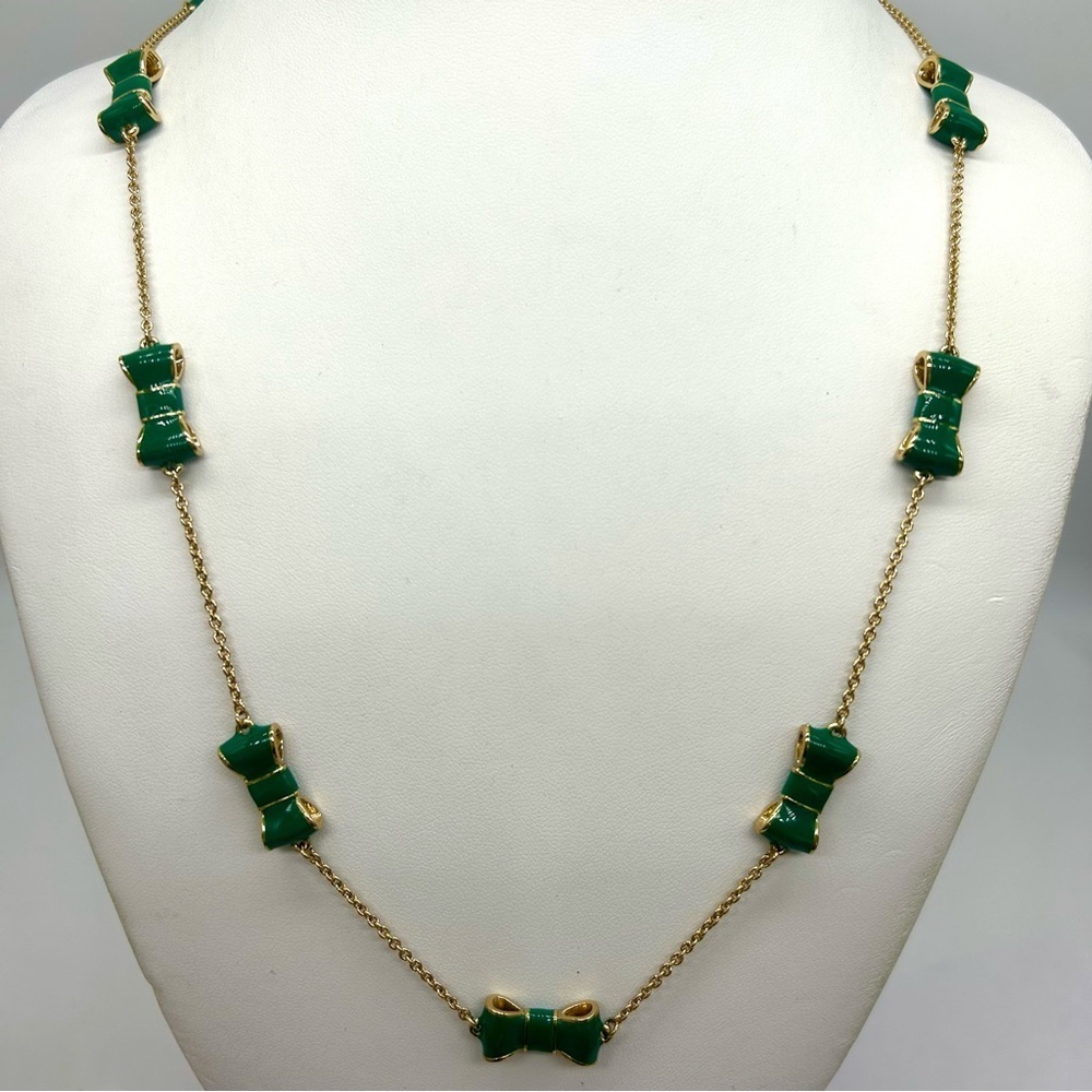 Kate Spade Green Scatter Bow Necklace